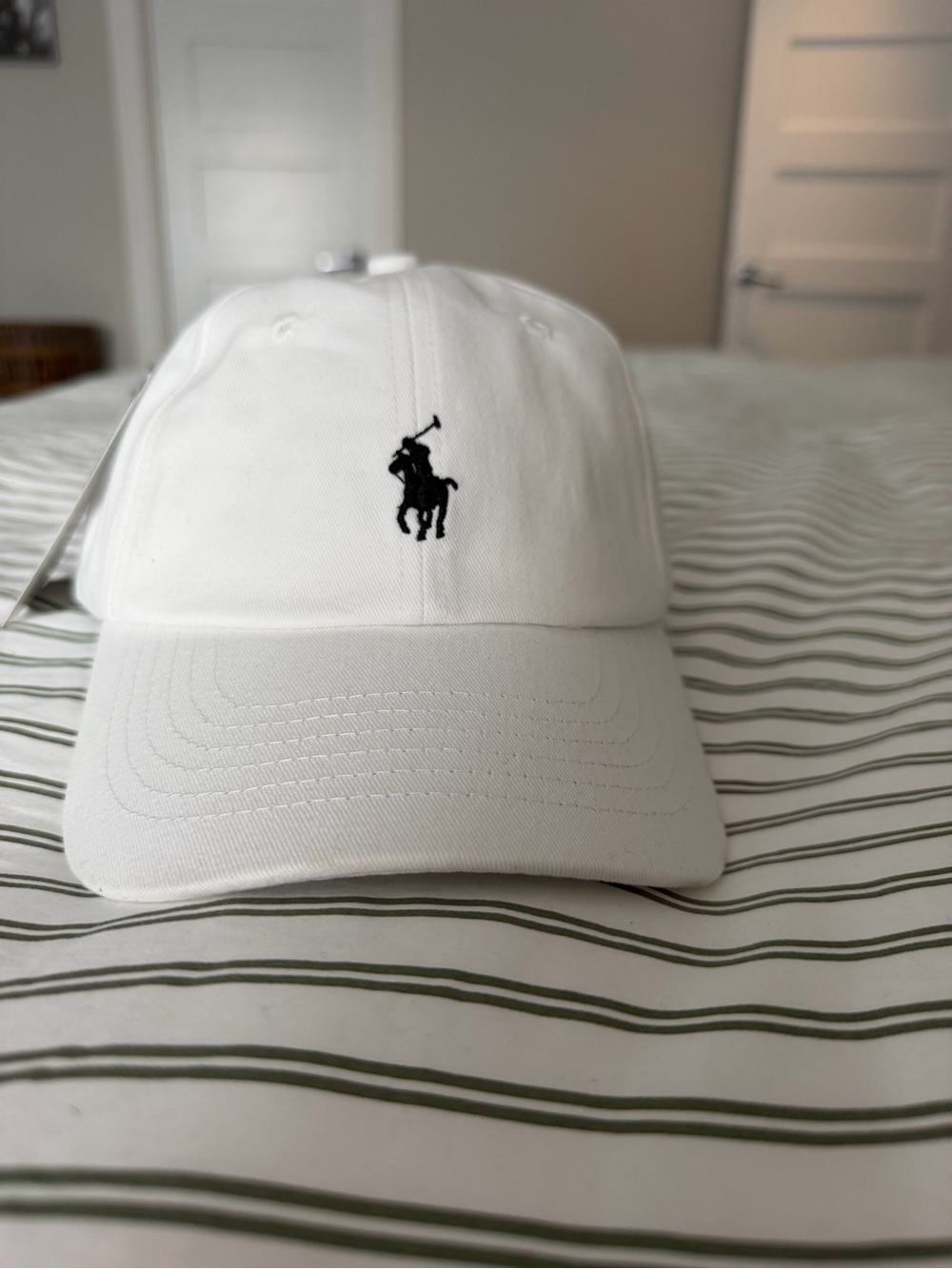 Polo by Ralph Lauren White Baseball Cap with Black Polo Player Logo